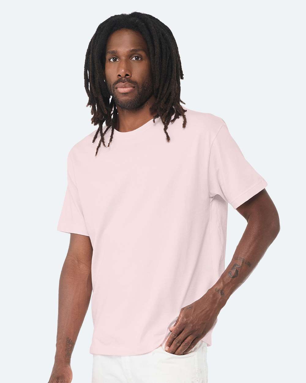 6 oz. Heavyweight Tee - OnModelSide - B01006462 - Soft Pink