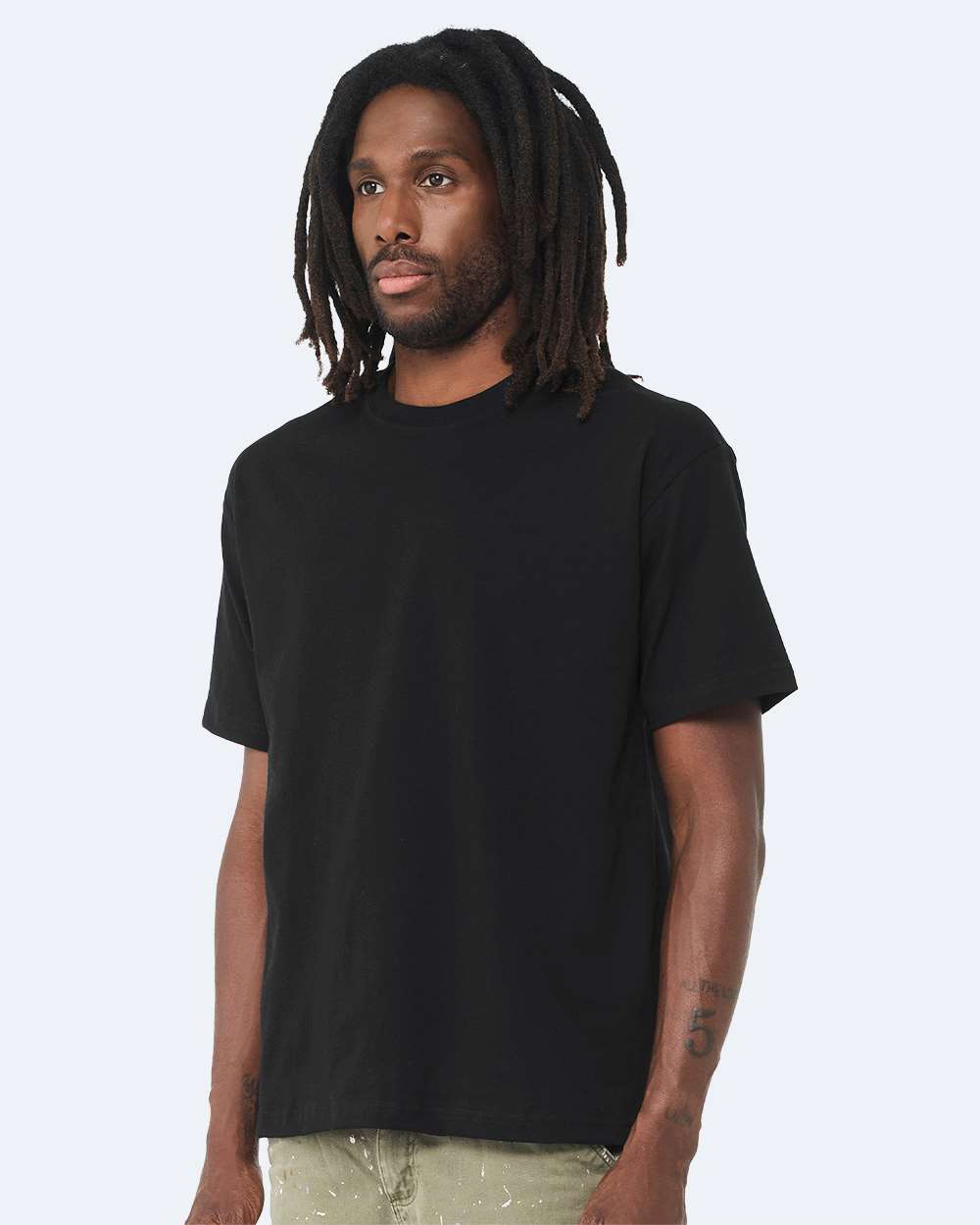 6 oz. Heavyweight Tee - OnModelSide - B01006502 - Black
