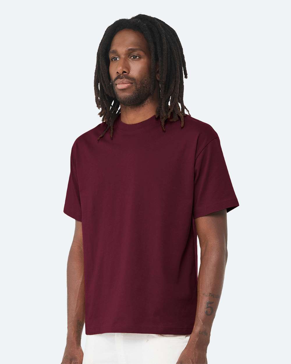6 oz. Heavyweight Tee - OnModelSide - B01006532 - Maroon