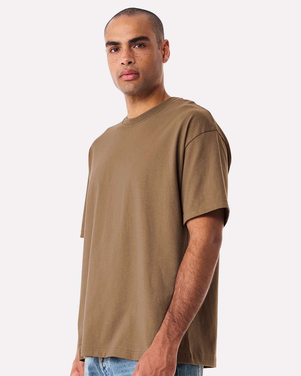 6 oz. Heavyweight Tee - OnModelSide - B01006602 - Vintage Brown