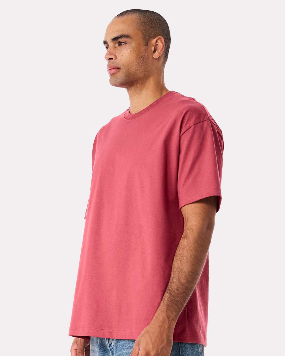 6 oz. Heavyweight Tee - OnModelSide - B01006712 - Vintage Red