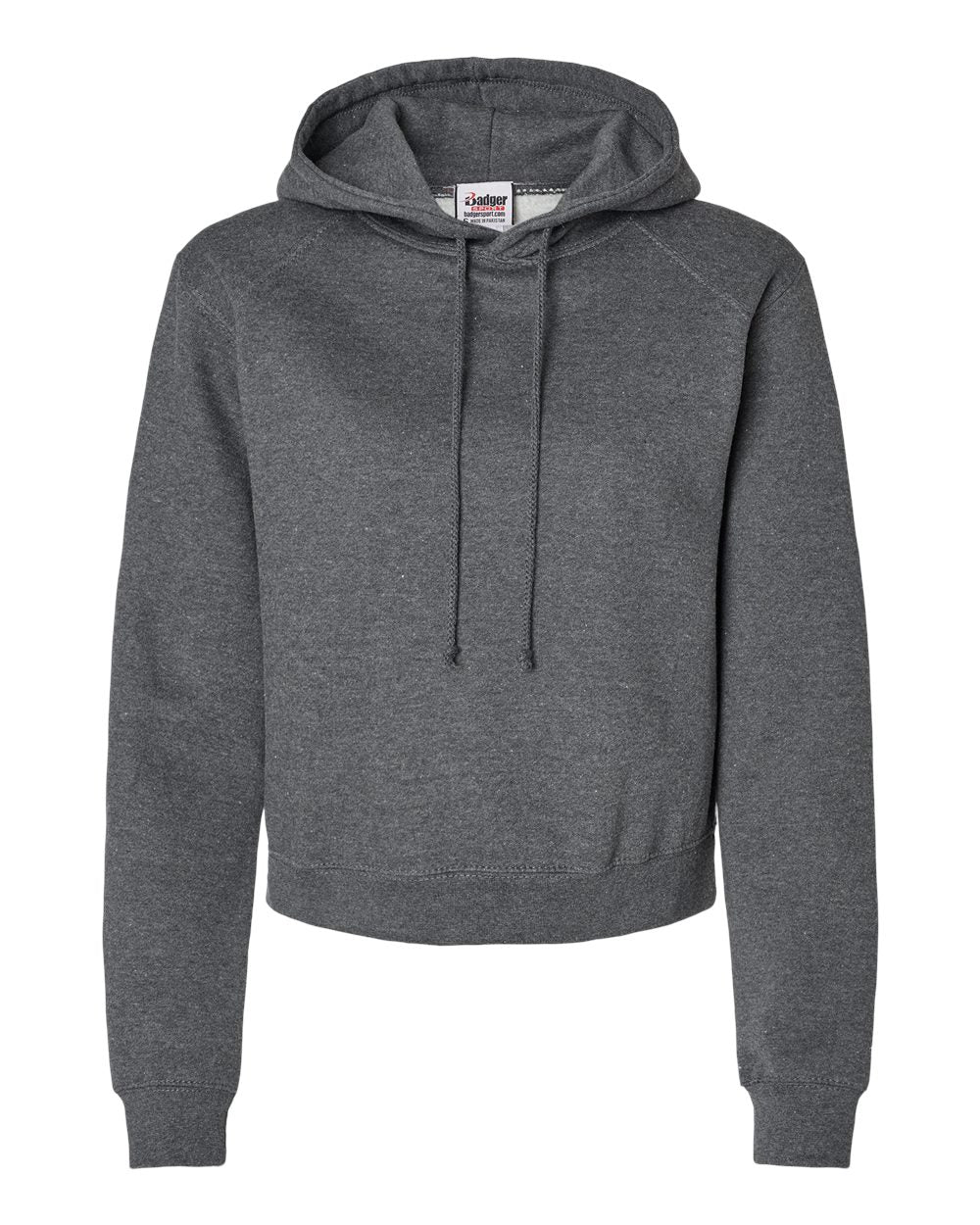Women's Crop Hooded Sweatshirt - Front - B21485678 - Charcoal