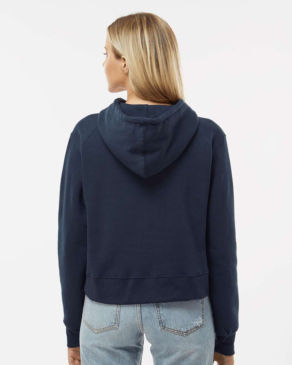 Women's Crop Hooded Sweatshirt - OnModelBack - B21485658 - Navy