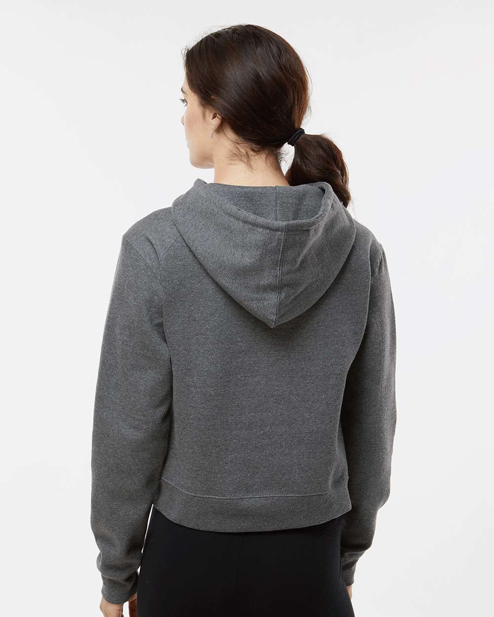 Women's Crop Hooded Sweatshirt - OnModelBack - B21485678 - Charcoal