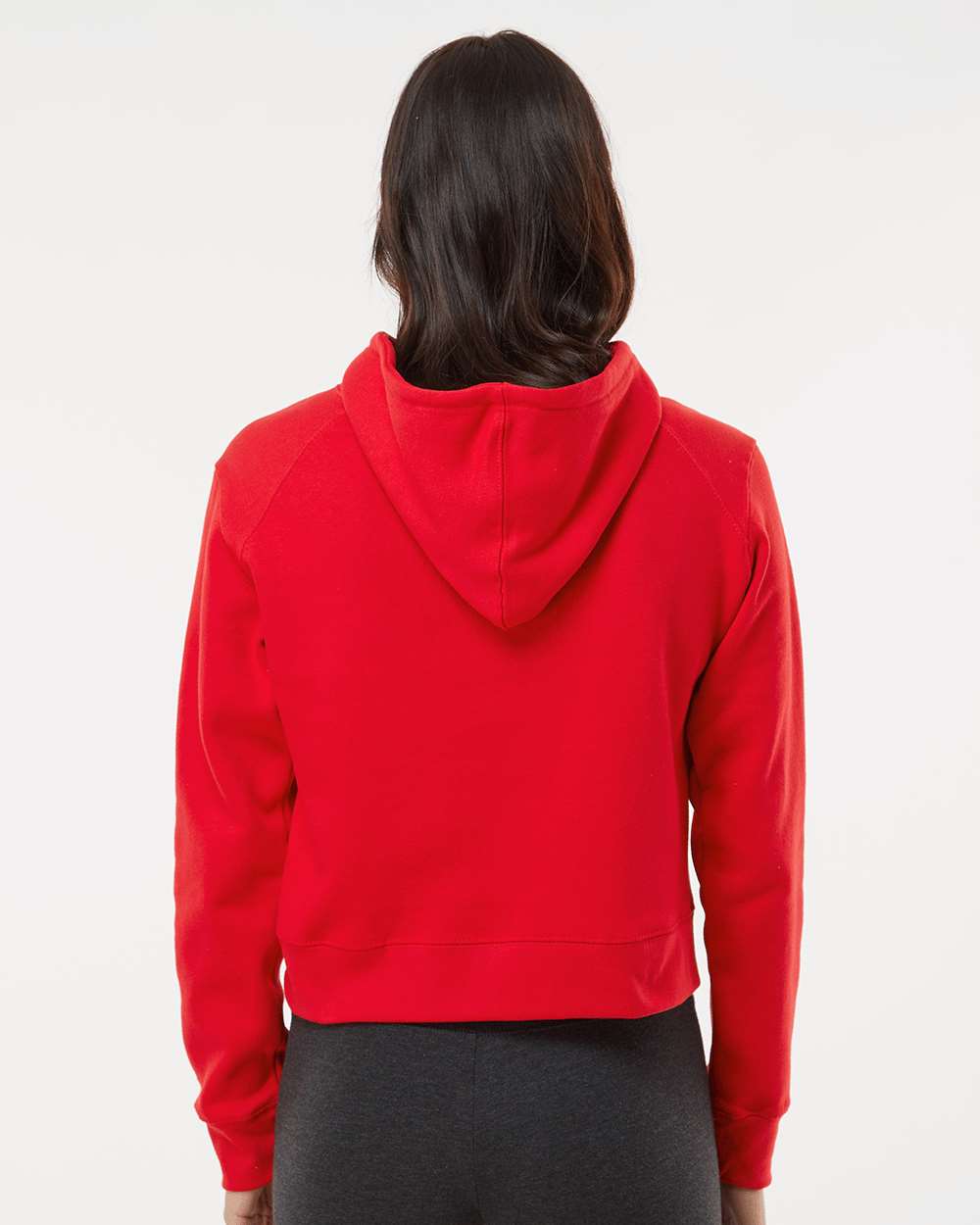 Women's Crop Hooded Sweatshirt - OnModelBack - B21485708 - Red
