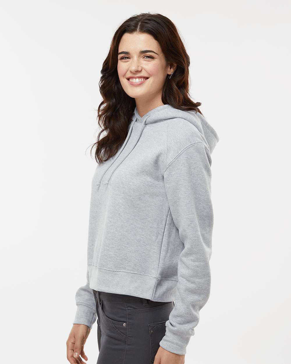 Women's Crop Hooded Sweatshirt - OnModelSide - B21485548 - Oxford