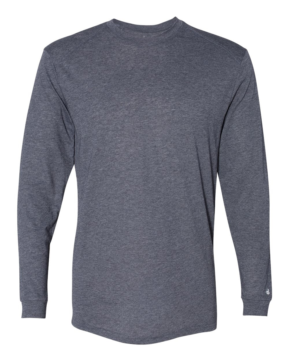 Men's Triblend Performance Long Sleeve T-Shirt - Front - B19585642 - Navy Heather