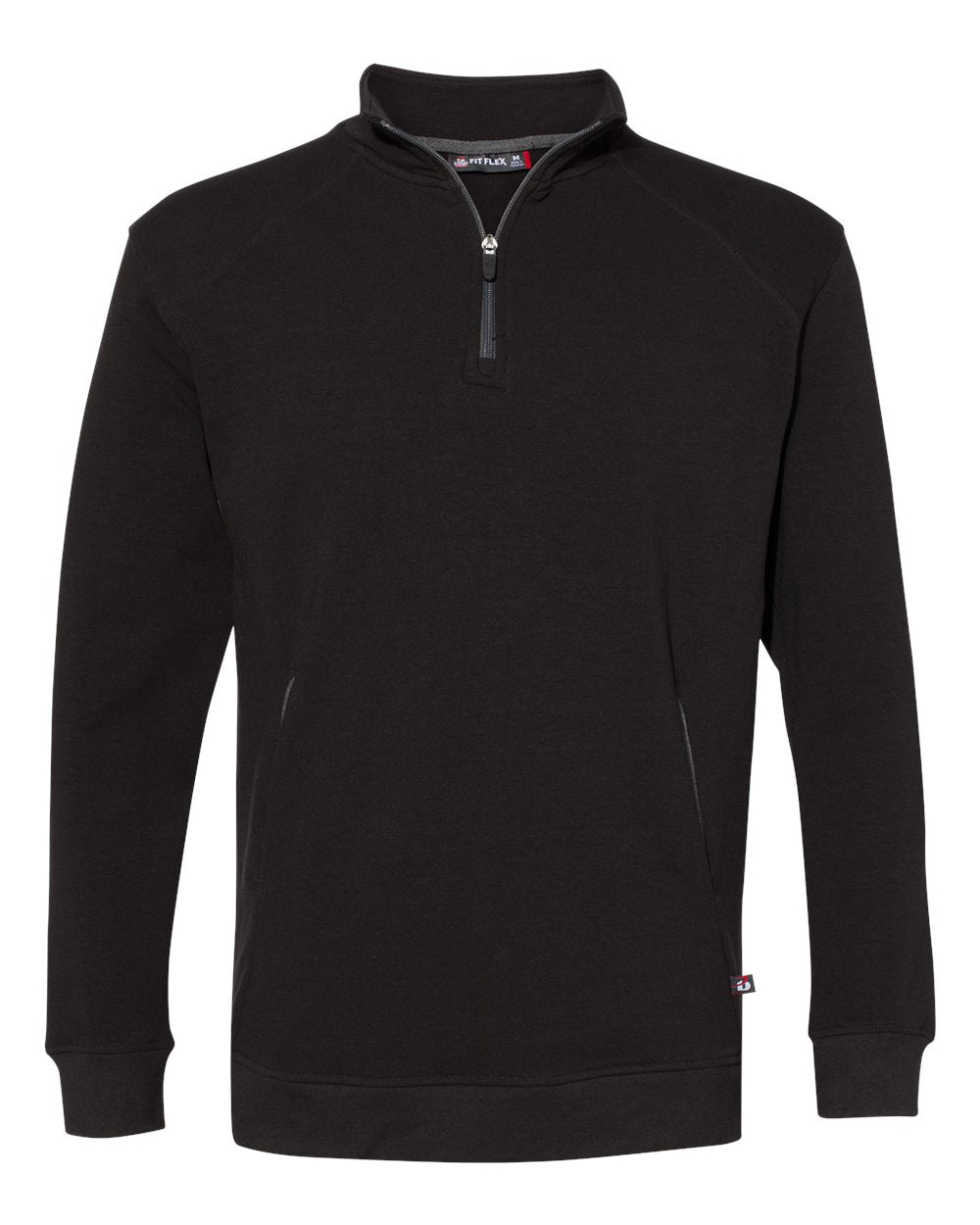 Men's FitFlex French Terry Quarter-Zip Sweatshirt - Front - B22485502 - Black