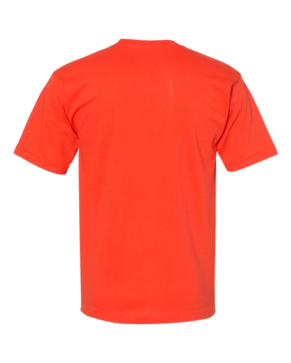 Unisex USA-Made Midweight Pocket T-Shirt - Back - B03079663 - Bright Orange