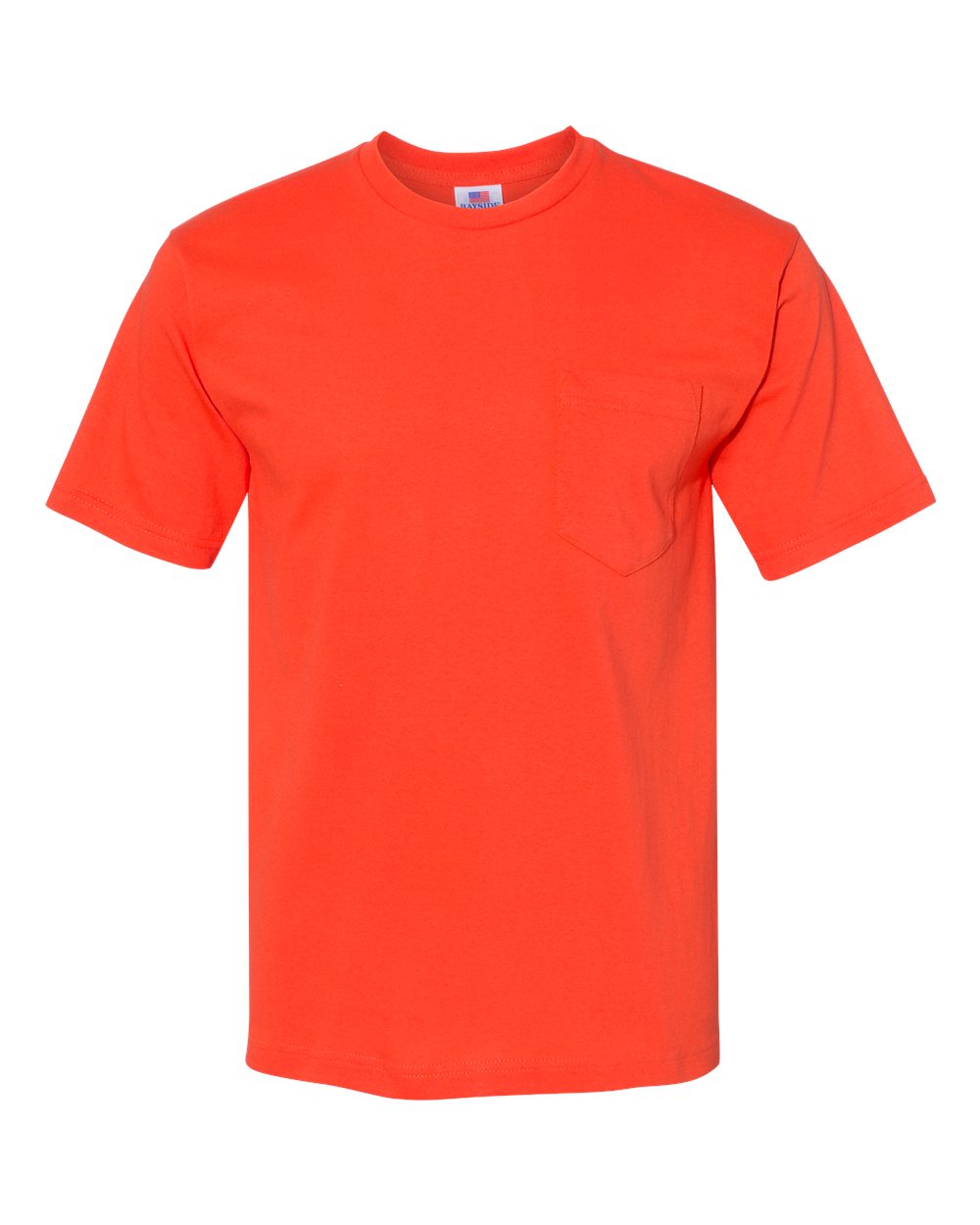 Unisex USA-Made Midweight Pocket T-Shirt - Front - B03079663 - Bright Orange
