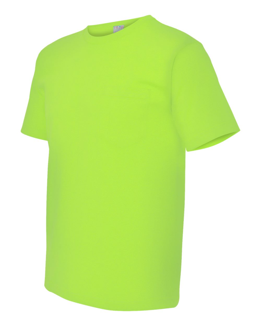 Unisex USA-Made Midweight Pocket T-Shirt - Side - B03079173 - Lime Green