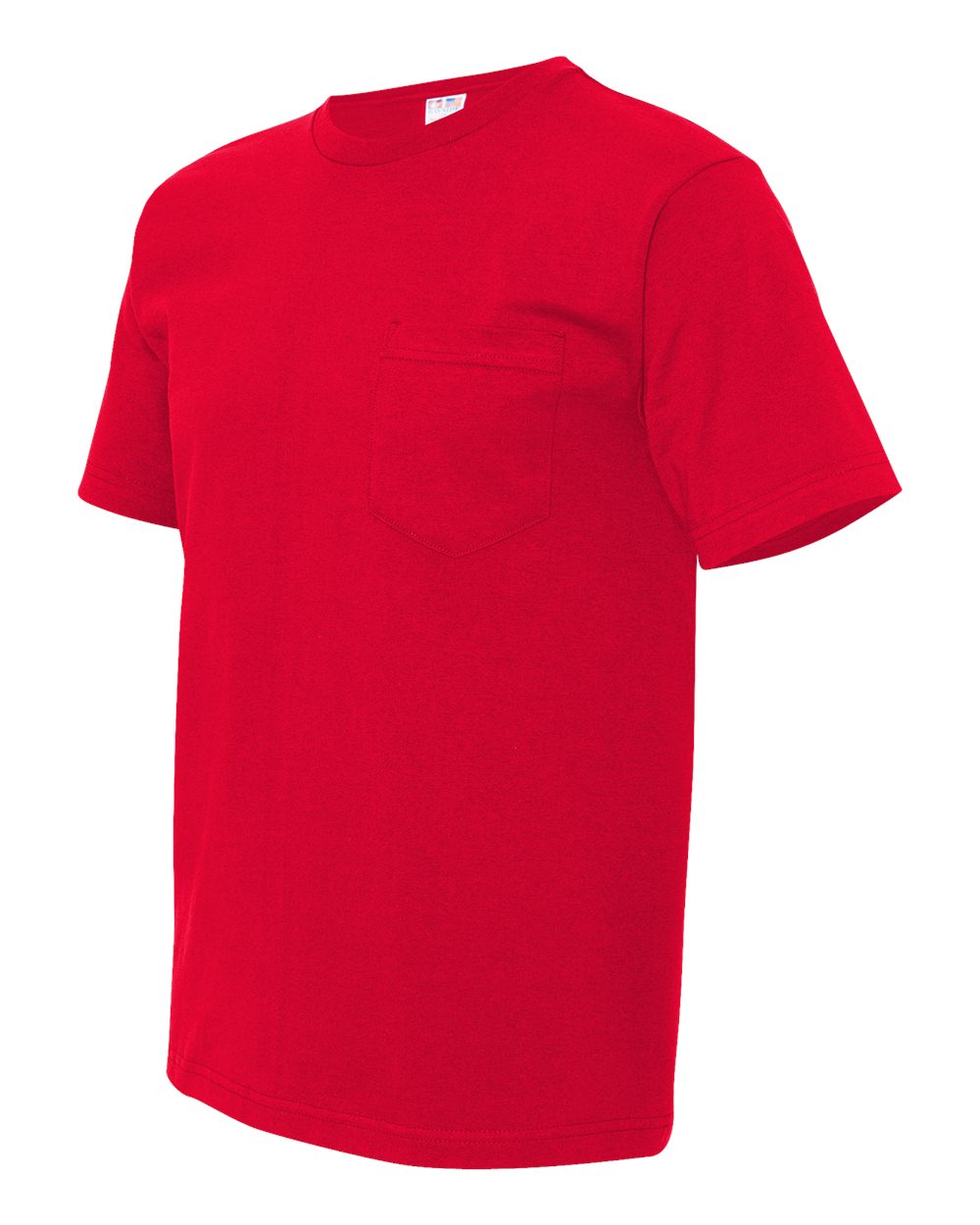 Unisex USA-Made Midweight Pocket T-Shirt - Side - B03079703 - Red