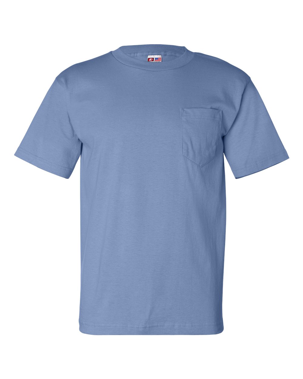 Unisex USA-Made Pocket T-Shirt - Front - B04279253 - Carolina Blue