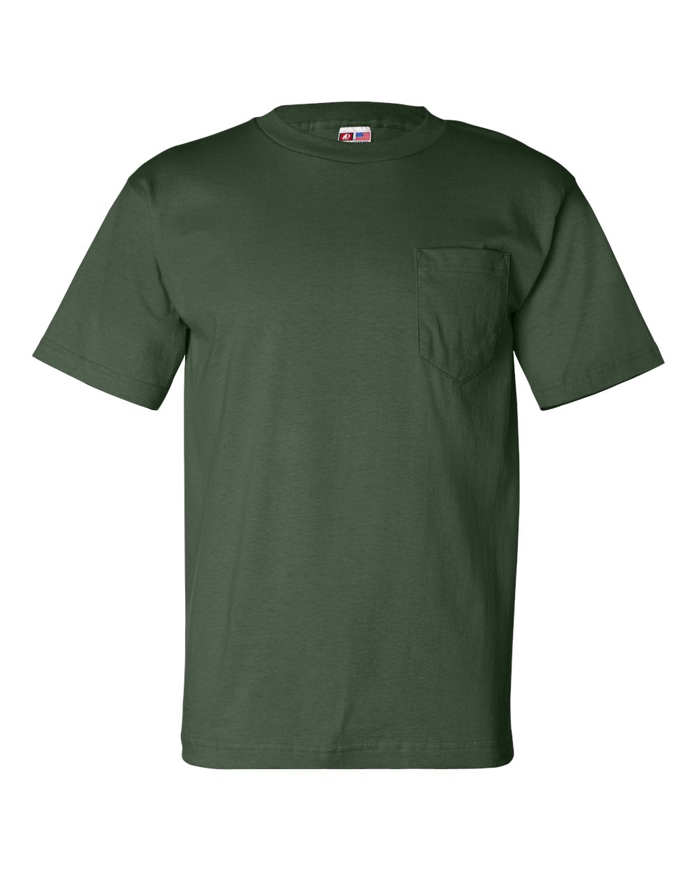 Unisex USA-Made Pocket T-Shirt - Front - B04279543 - Forest Green