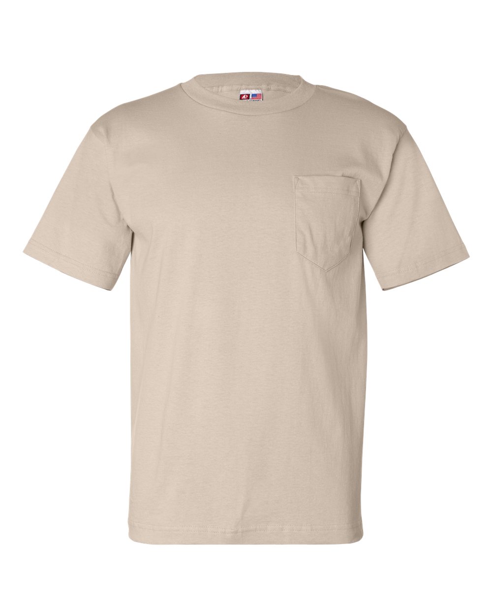Unisex USA-Made Pocket T-Shirt - Front - B04279833 - Sand