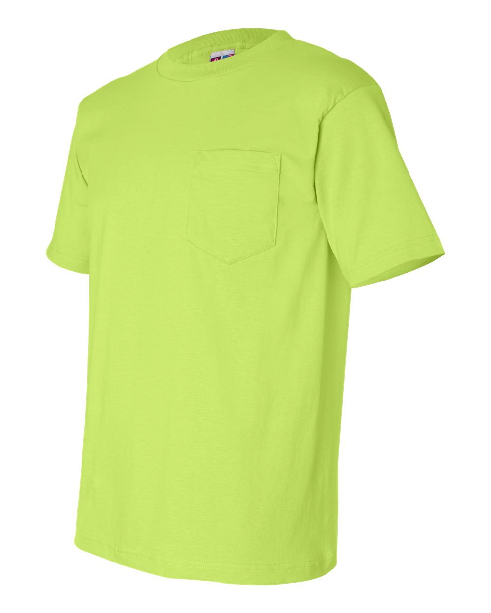 Unisex USA-Made Pocket T-Shirt - Side - B04279173 - Lime Green