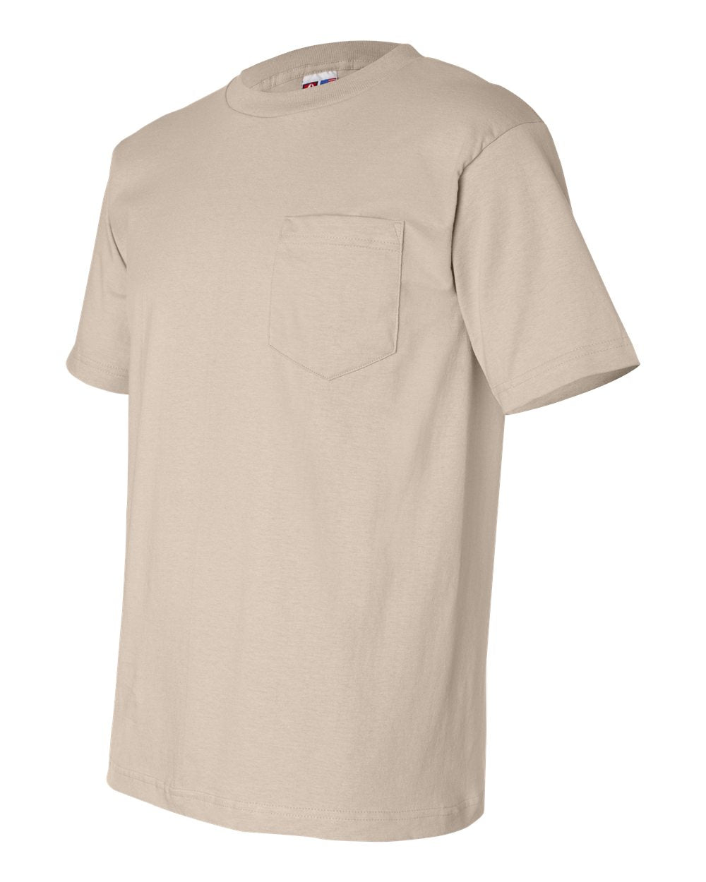 Unisex USA-Made Pocket T-Shirt - Side - B04279833 - Sand