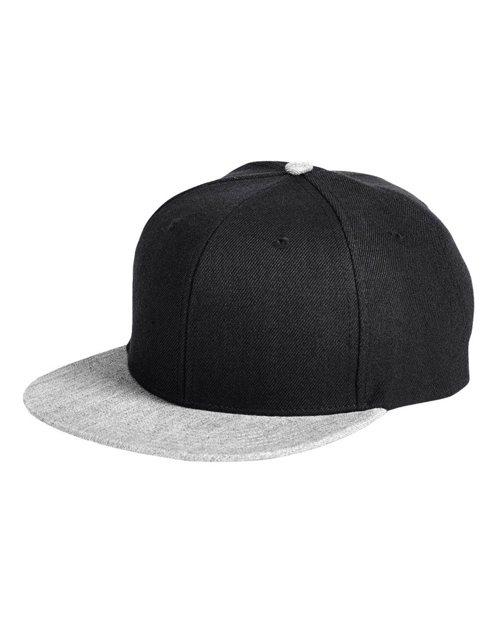 Flat Bill Sport Cap - Front - B851E8100 - Black/ Heather Grey