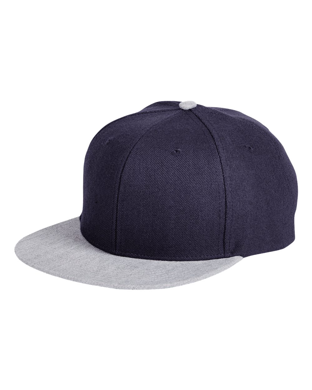 Flat Bill Sport Cap - Front - B851E8650 - Navy/ Heather Grey