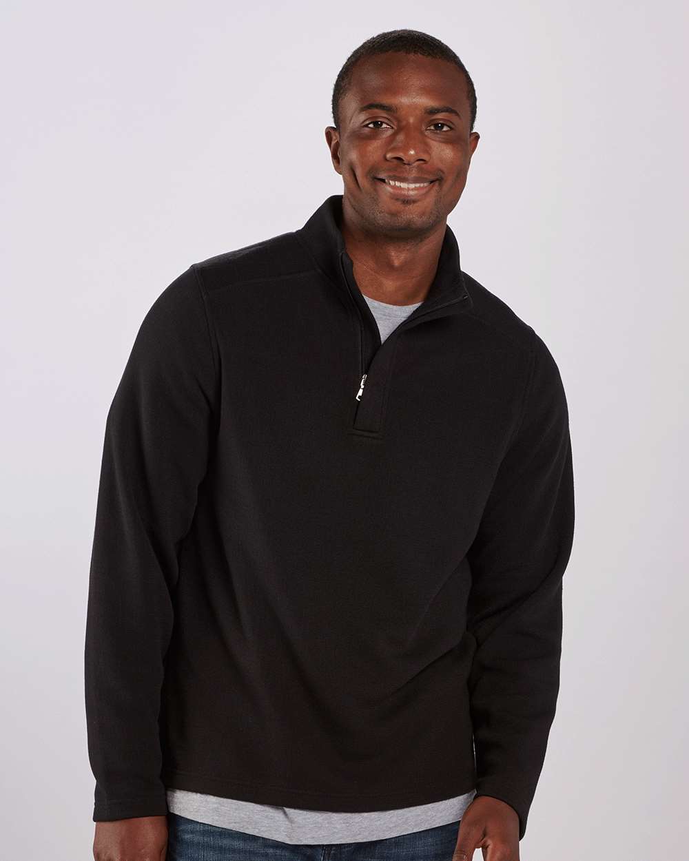 Unisex Sullivan Quarter-Zip Pullover - OnModelFront - B12903501 - Black