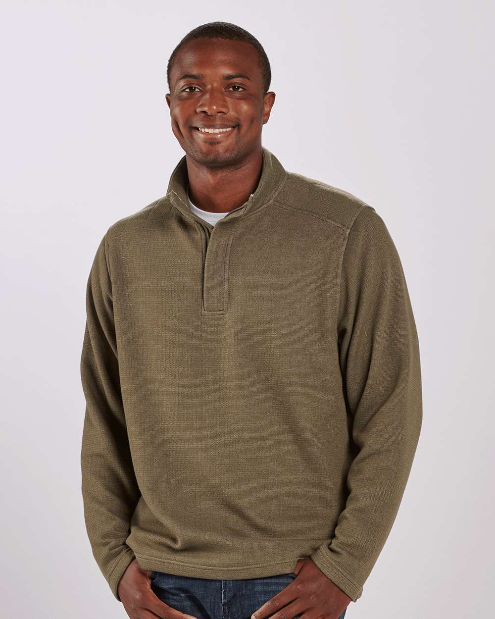 Unisex Sullivan Quarter-Zip Pullover - OnModelFront - B12903541 - Green Heather