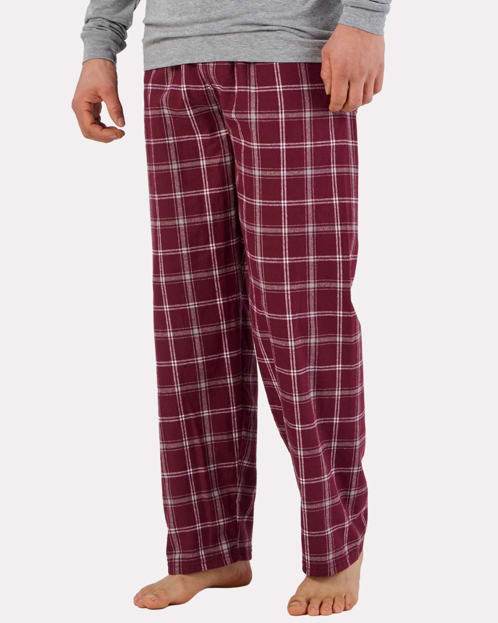 Men's Harley Flannel Pants - Front - B13203021 - Varsity Maroon Oxford Plaid