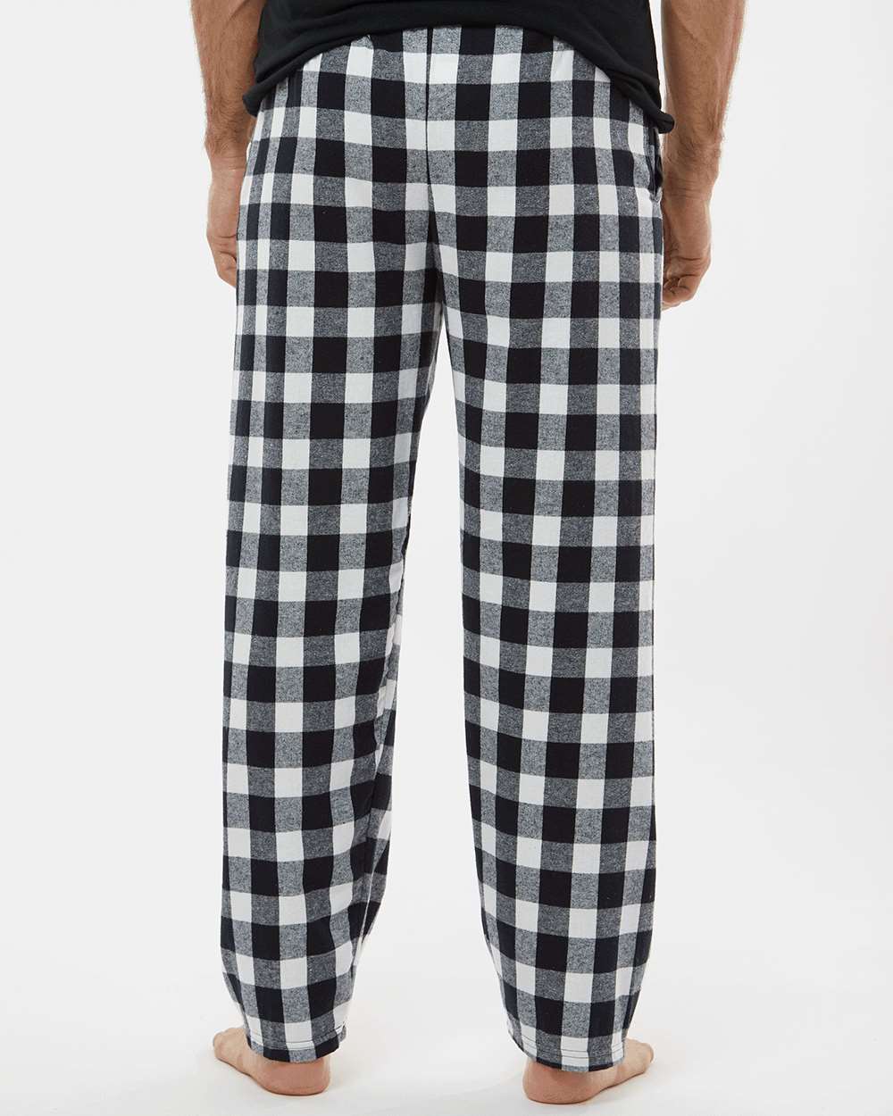 Men's Harley Flannel Pants - OnModelBack - B13203001 - Black/ White Buffalo Plaid
