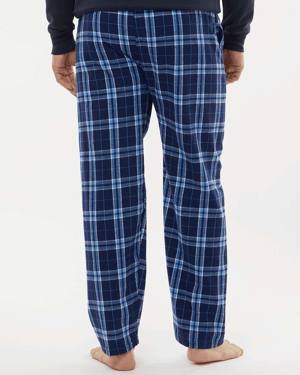 Men's Harley Flannel Pants - OnModelBack - B13203131 - Navy/ Columbia Plaid