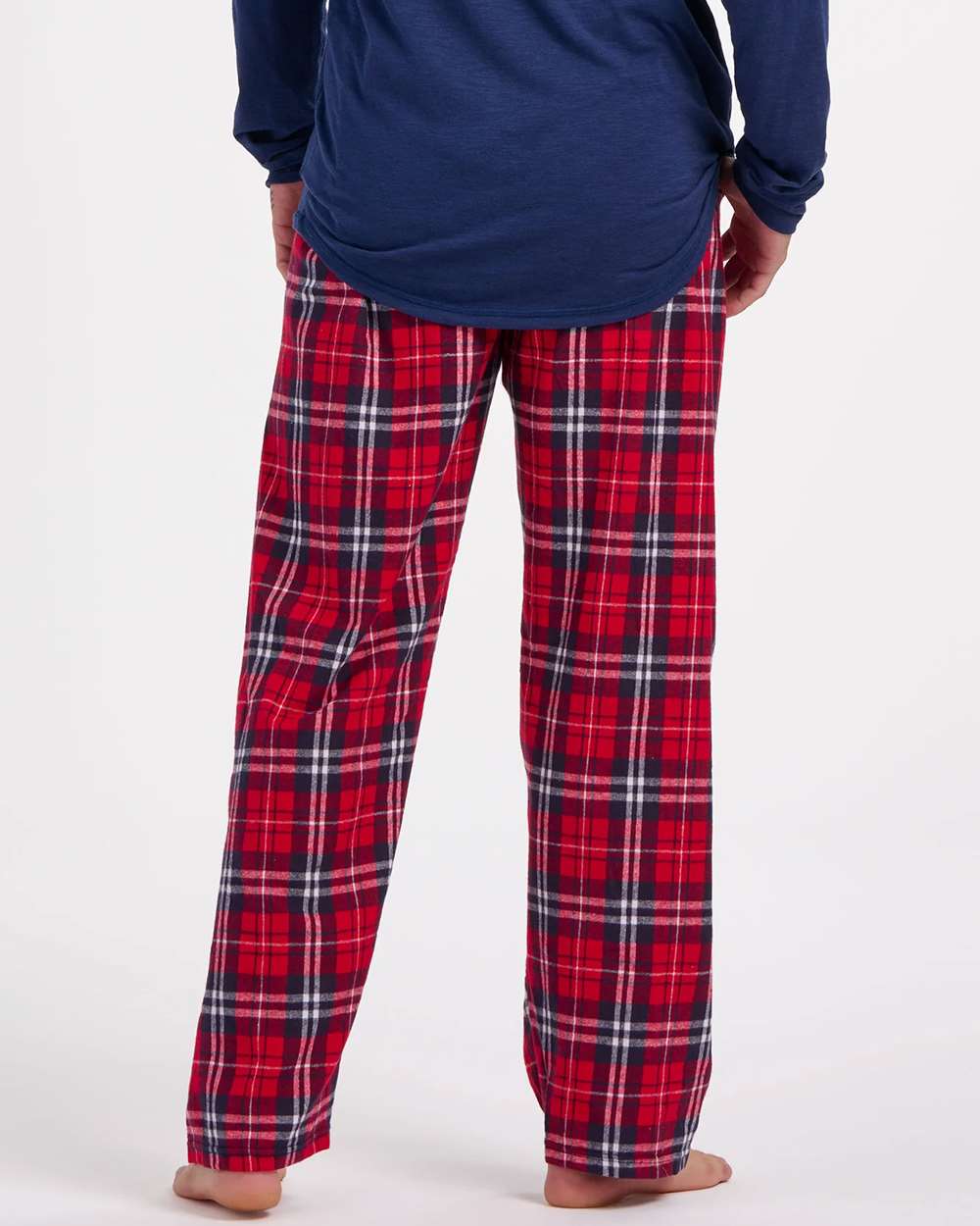 Men's Harley Flannel Pants - OnModelBack - B13203361 - Navy/ Red Plaid