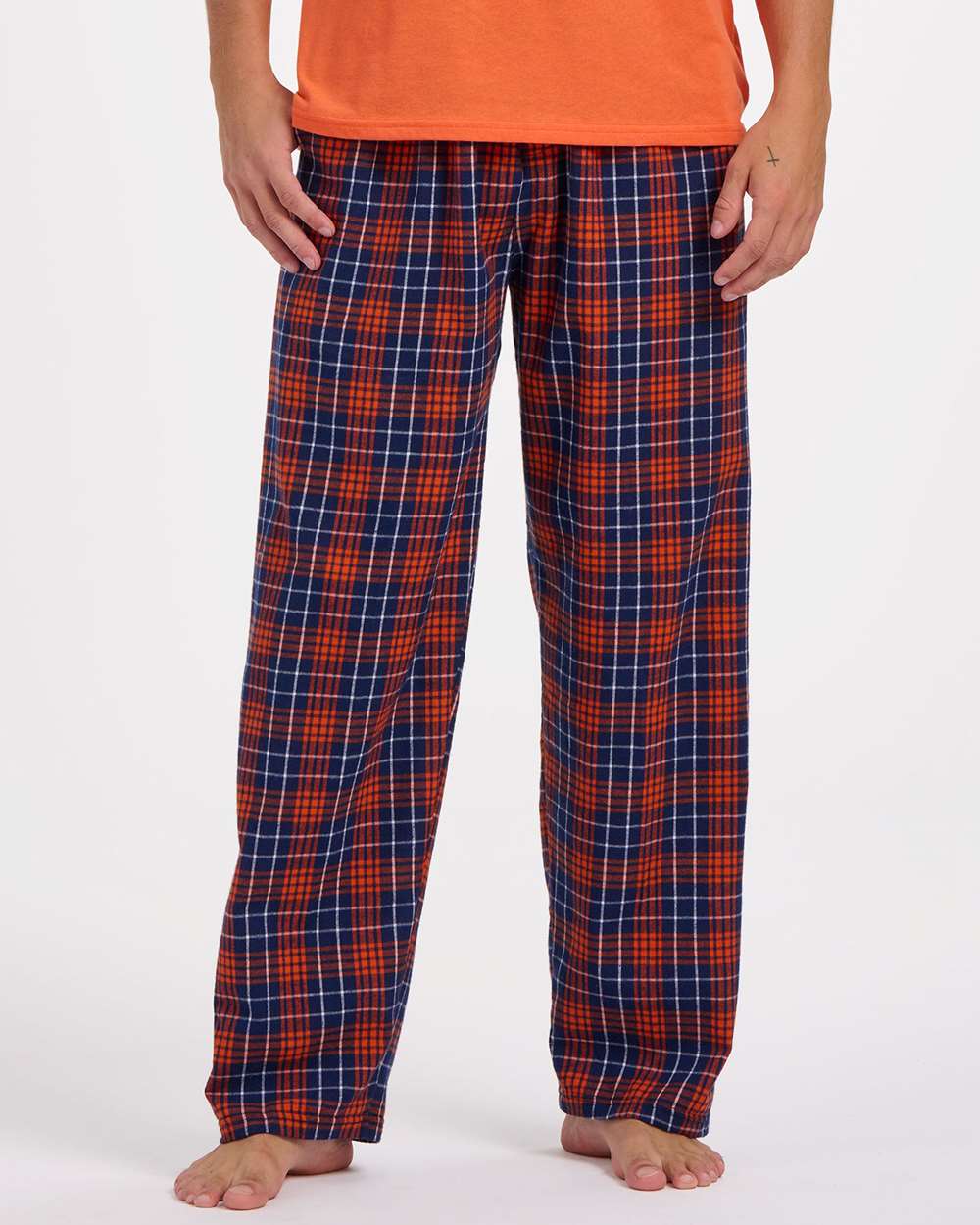 Men's Harley Flannel Pants - OnModelFront - B13203341 - Navy/ Orange Plaid