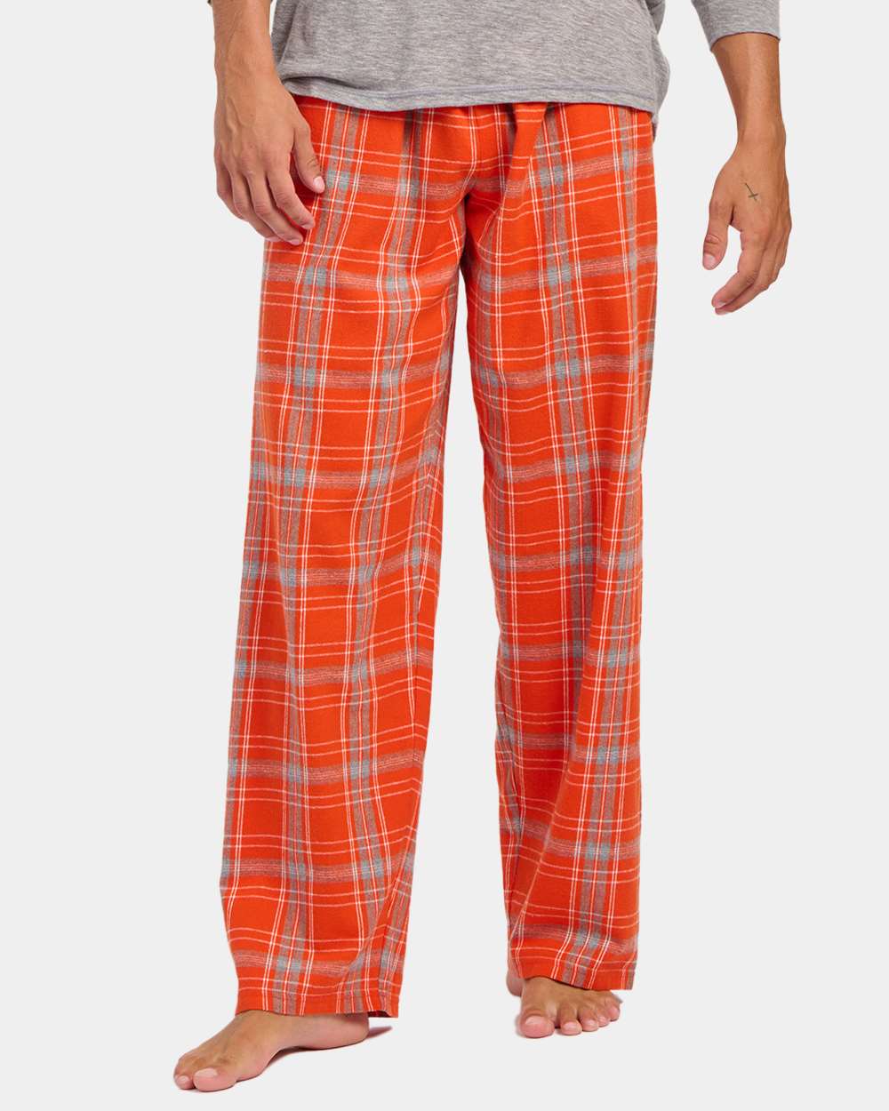 Men's Harley Flannel Pants - OnModelFront - B13203431 - Burnt Orange Kingston Plaid