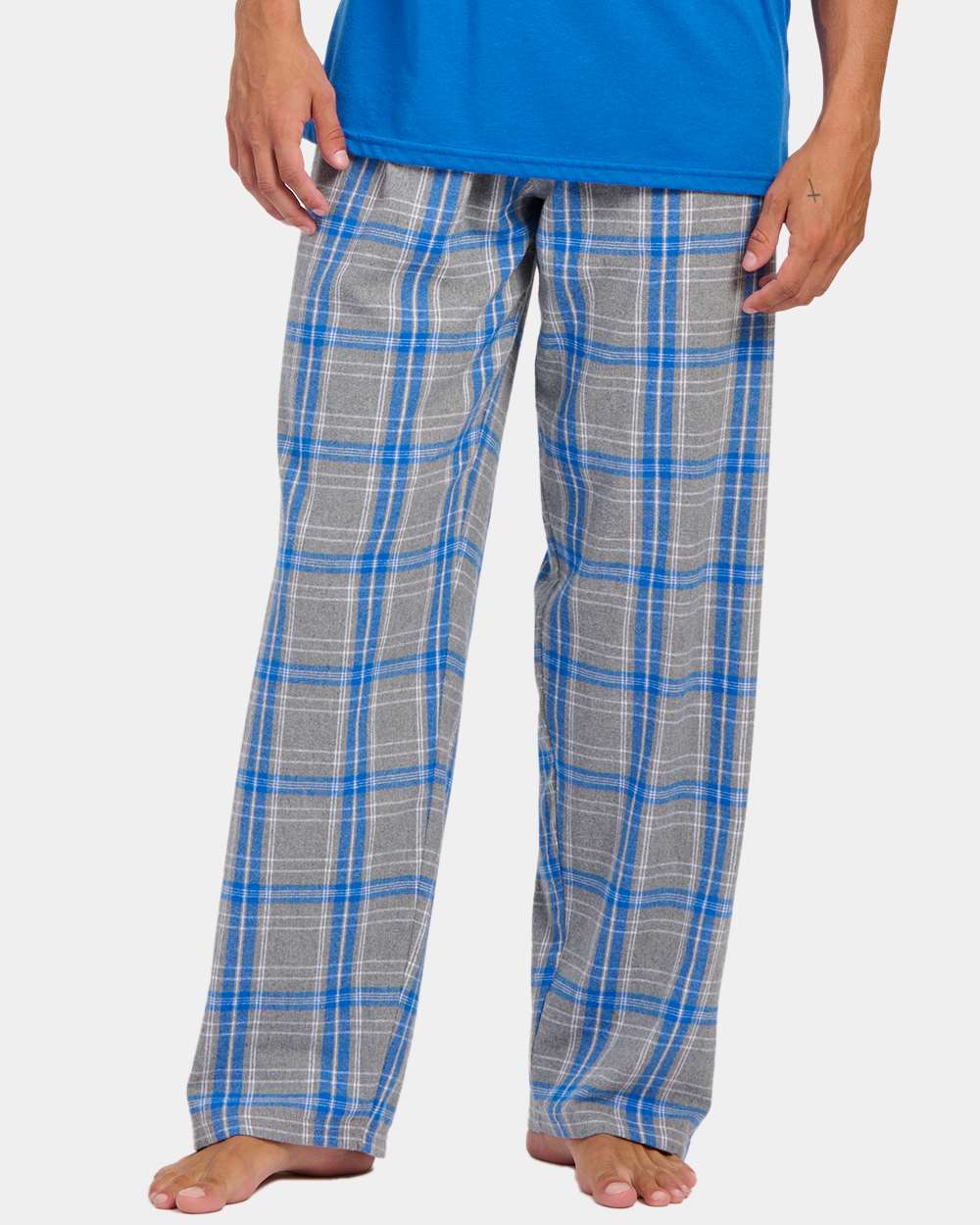 Men's Harley Flannel Pants - OnModelFront - B13203471 - Oxford Heather/ Royal Kingston