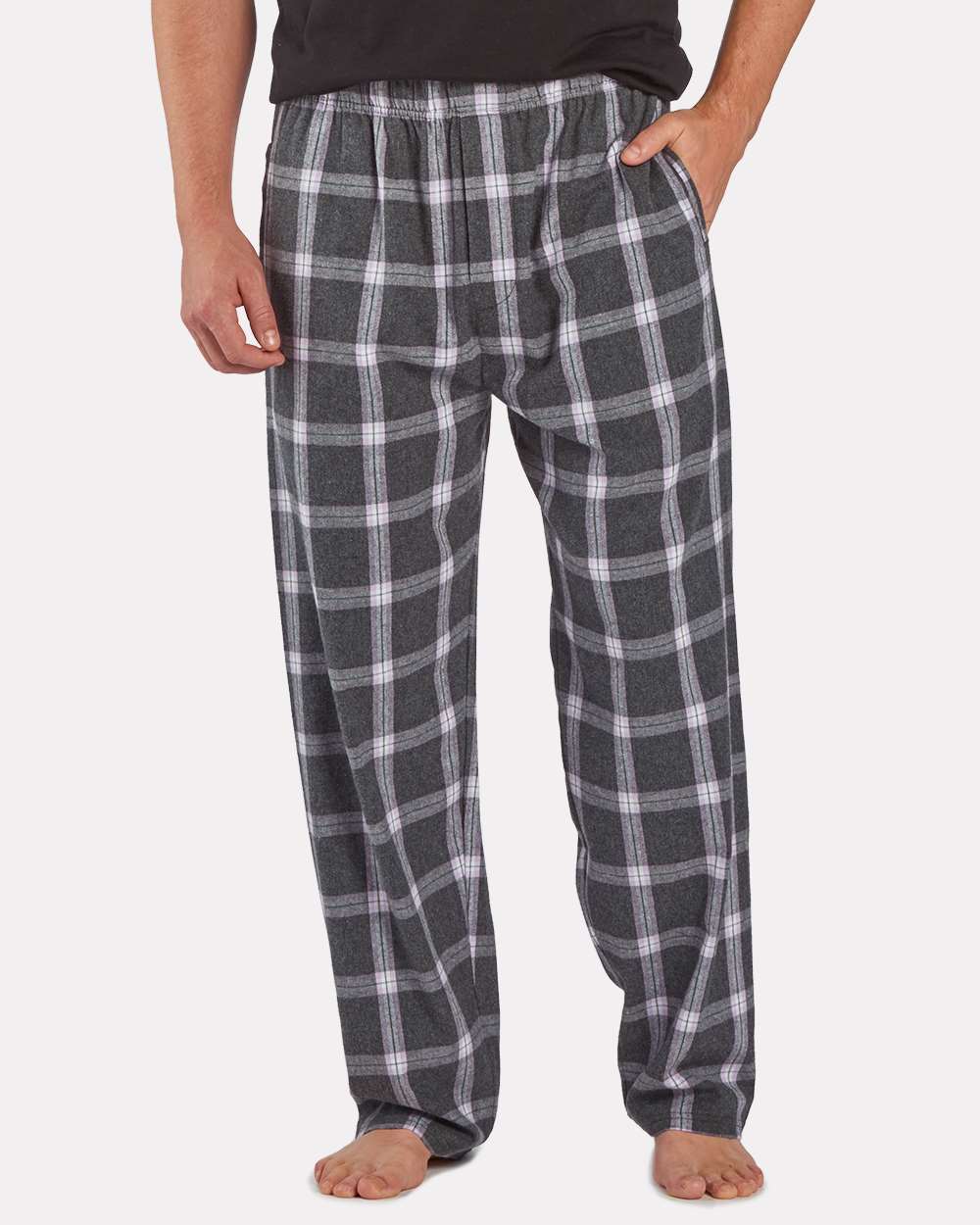 Men's Harley Flannel Pants - OnModelFront - B13203591 - Charcoal Lavender Tomboy Plaid
