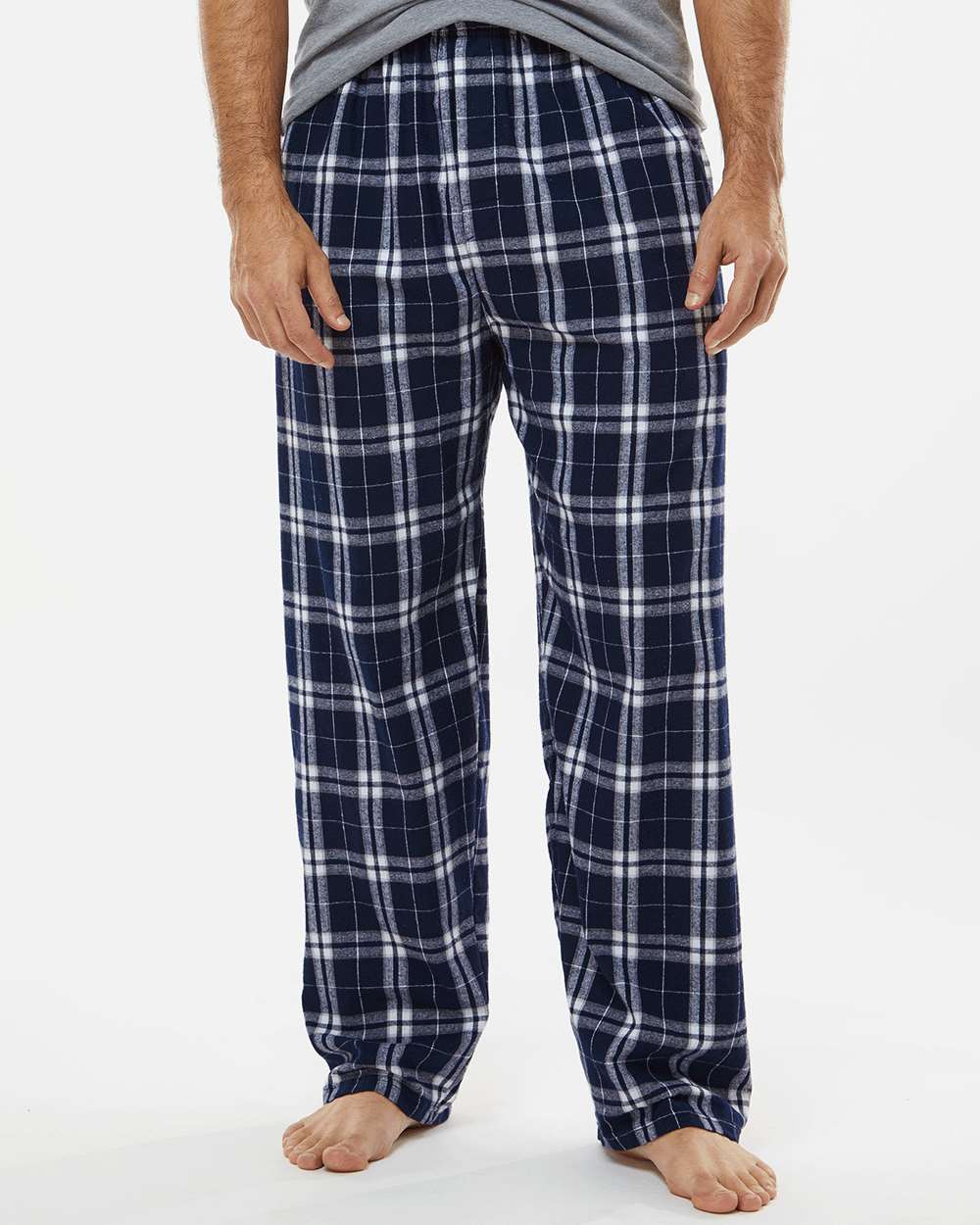 Men's Harley Flannel Pants - OnModelFront - B13203651 - Navy/ Silver Plaid