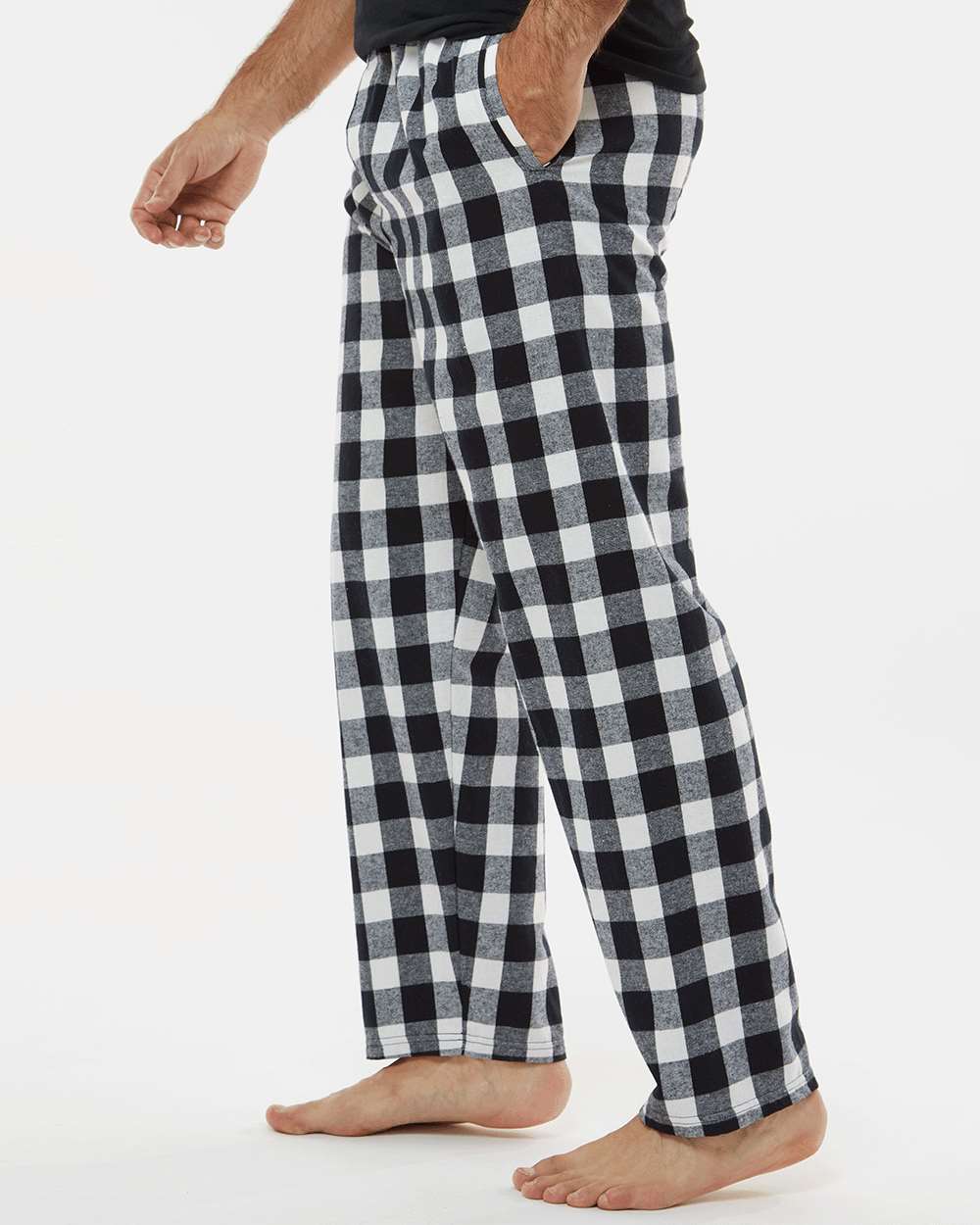 Men's Harley Flannel Pants - OnModelSide - B13203001 - Black/ White Buffalo Plaid