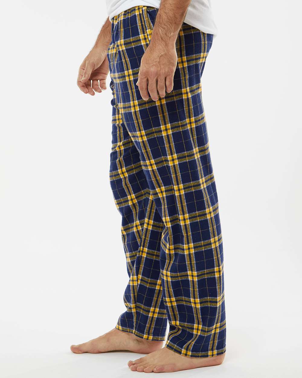 Men's Harley Flannel Pants - OnModelSide - B13203141 - Navy/ Gold