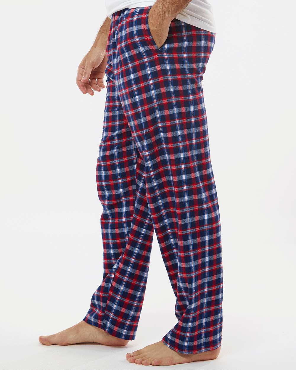 Men's Harley Flannel Pants - OnModelSide - B13203705 - Red Blue Plaid