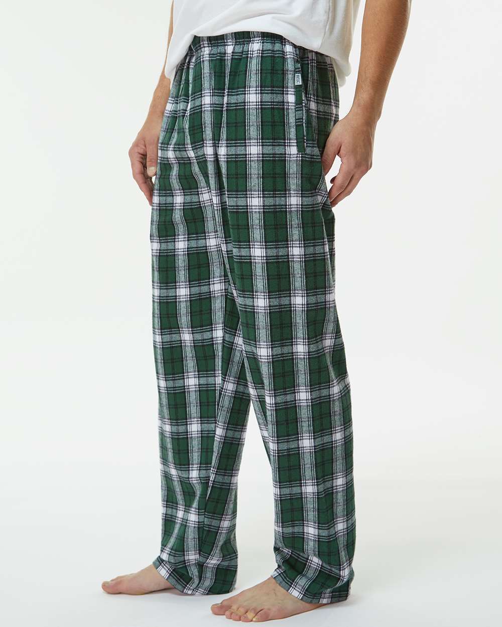 Men's Harley Flannel Pants - OnModelSide - B13203921 - Green/ White Plaid