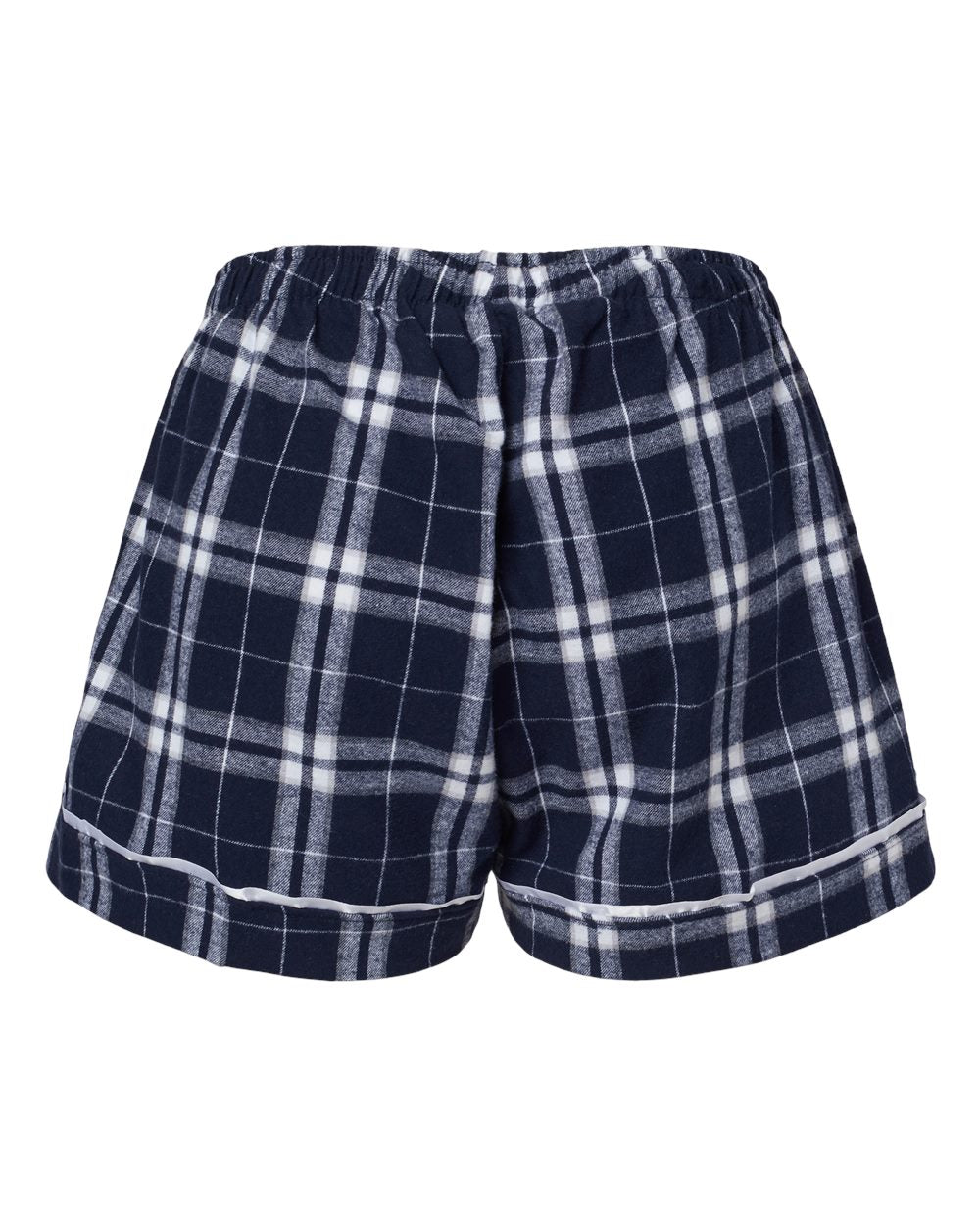 Women's Flannel Shorts - Back - B14403651 - Navy/ Silver Plaid