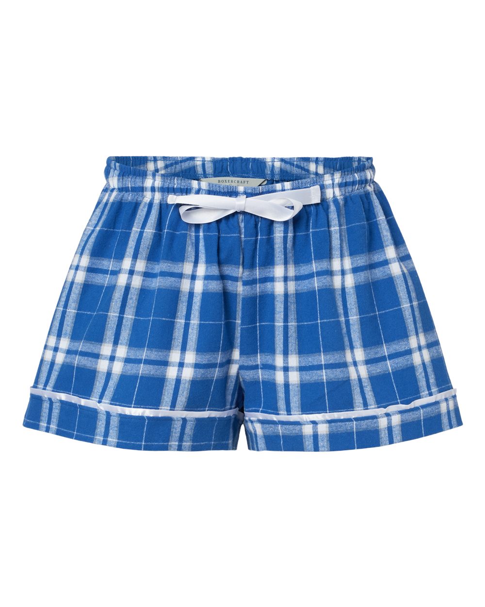 Women's Flannel Shorts - Front - B14403141 - Royal/ Silver Plaid