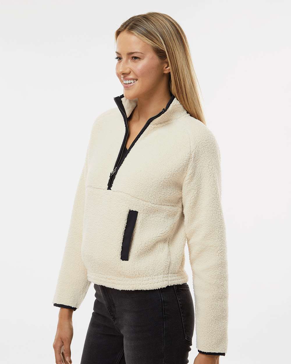 Women's Everest Half-Zip Pullover - OnModelSide - B14903241 - Natural/ Black