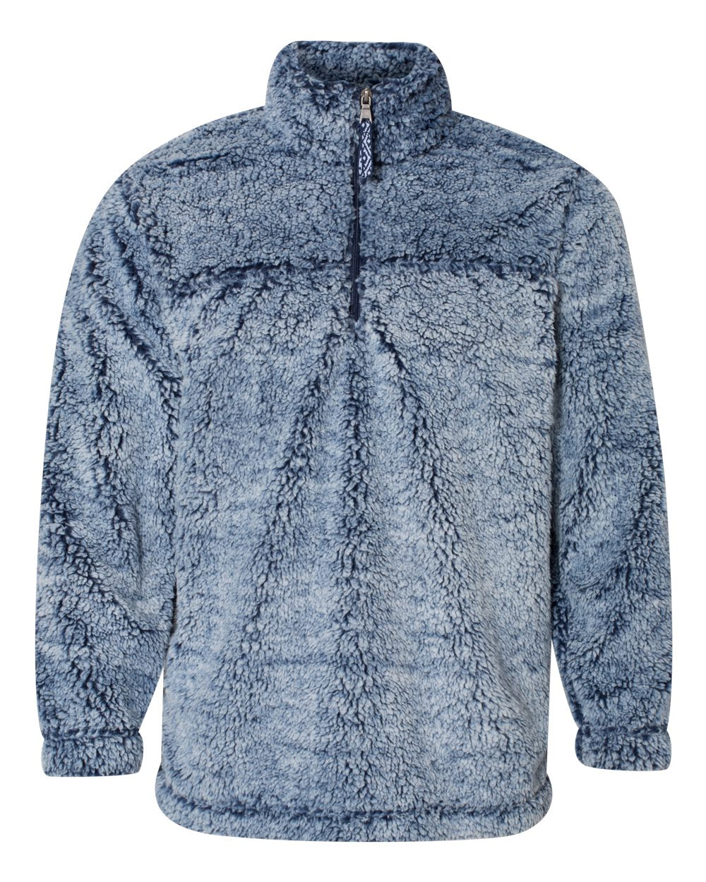 Unisex Sherpa Fleece Quarter-Zip Pullover - Front - B36703652 - Frosty Navy