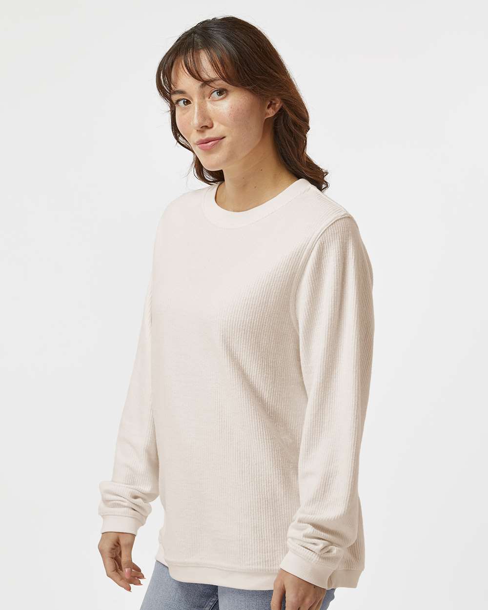Unisex Corded Crew - OnModelSide - B05903242 - Natural