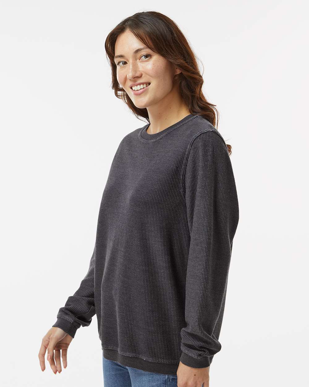 Unisex Corded Crew - OnModelSide - B05903502 - Black