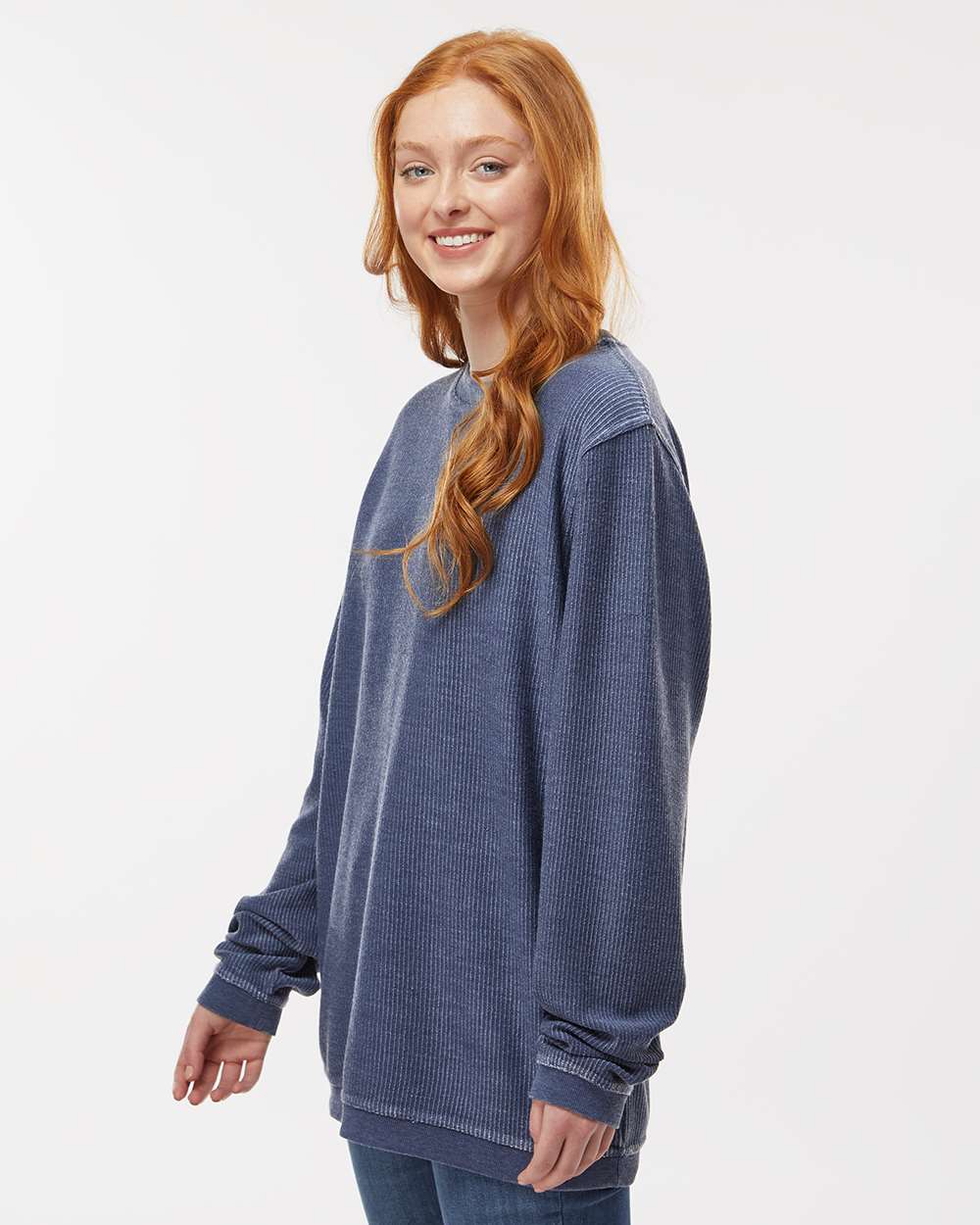 Unisex Corded Crew - OnModelSide - B05903752 - Navy