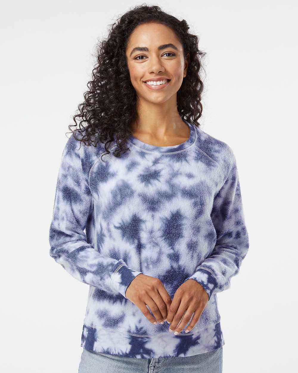 Women's Fleece Out Pullover - OnModelFront - B17703101 - Navy Tie-Dye