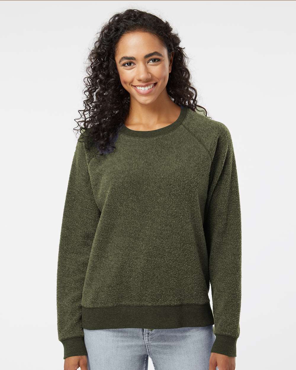Women's Fleece Out Pullover - OnModelFront - B17703551 - Olive