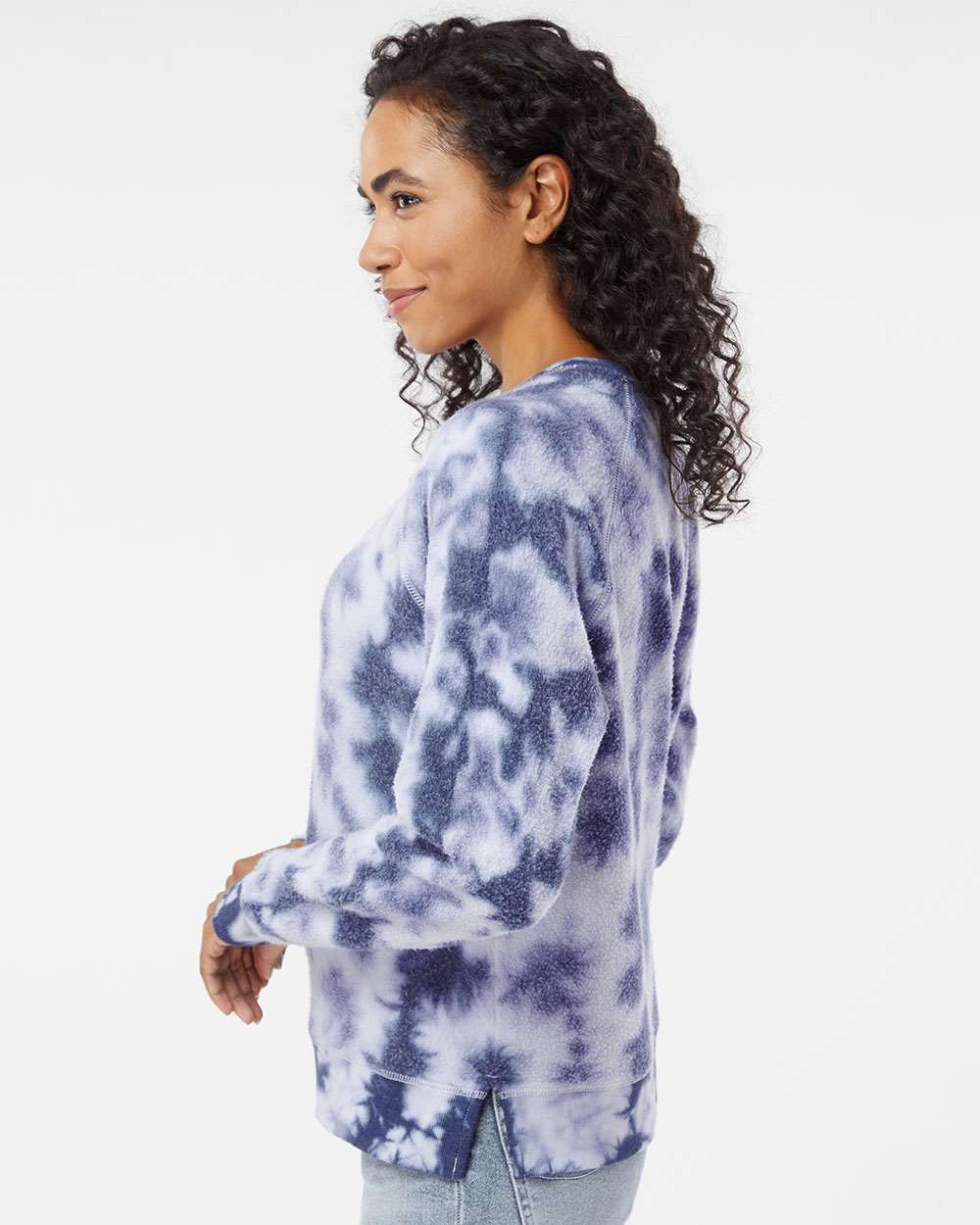 Women's Fleece Out Pullover - OnModelSide - B17703101 - Navy Tie-Dye