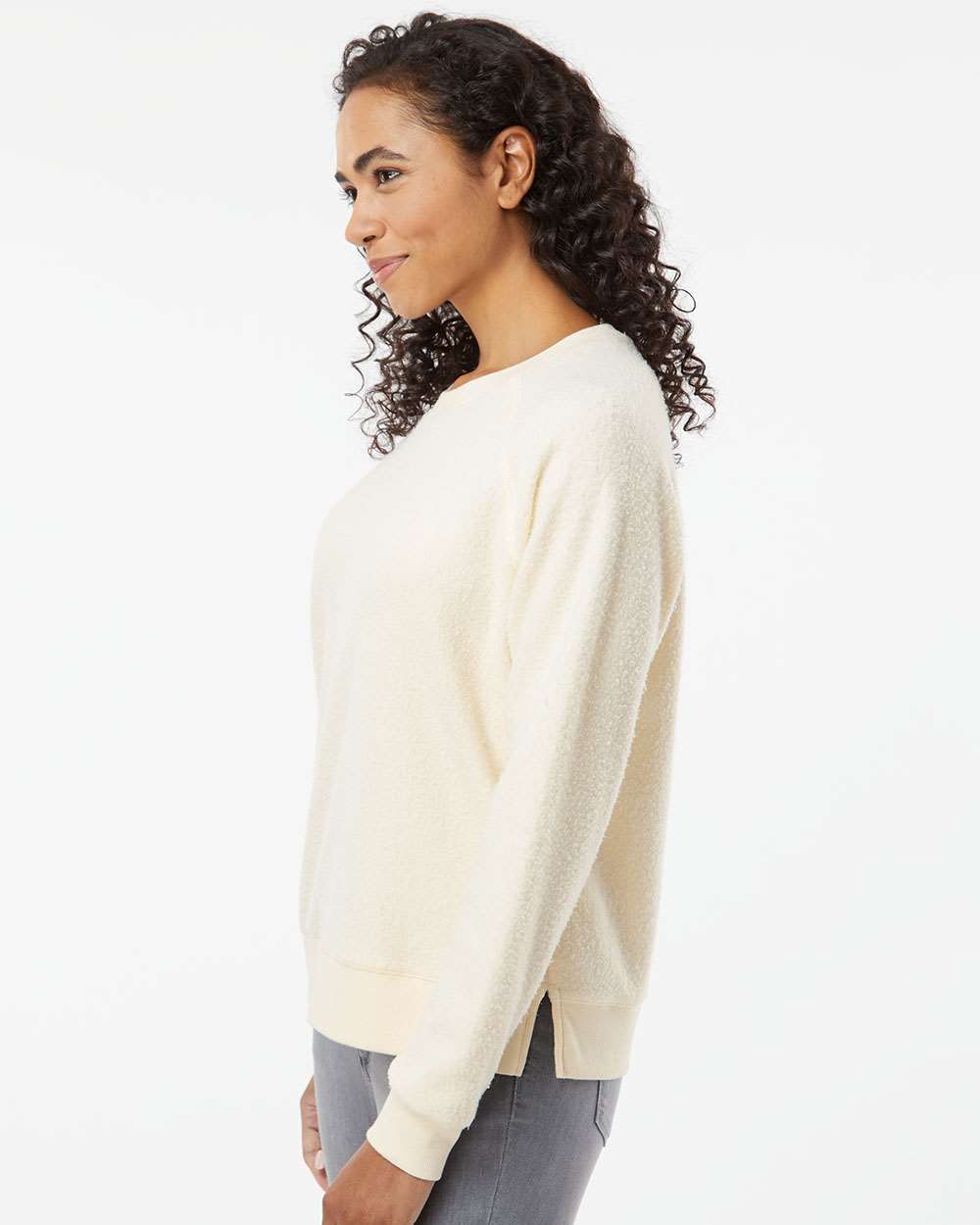 Women's Fleece Out Pullover - OnModelSide - B17703241 - Natural