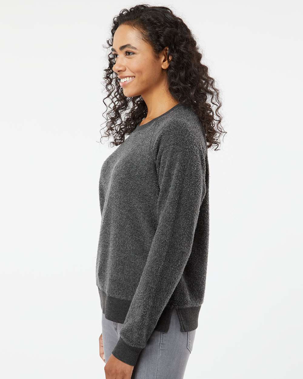 Women's Fleece Out Pullover - OnModelSide - B17703591 - Charcoal